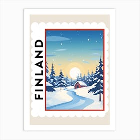 Retro Winter Stamp Poster Lapland Finland 5 Art Print