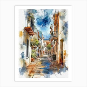 Watercolor Street Painting Art Print