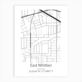 East Whittier,United States Minimalist Map Art Print