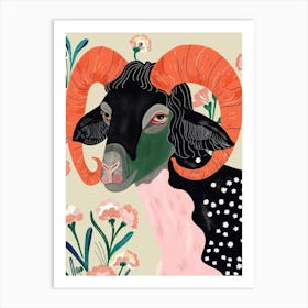 Floral Ram Art Print