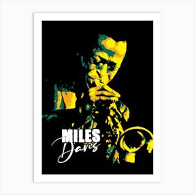 Miles Davis Jazz Trumpeter Legend in Pop Art Illustration Art Print