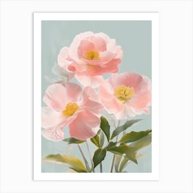 Camellia Flowers Acrylic Pastel Colours 1 Art Print