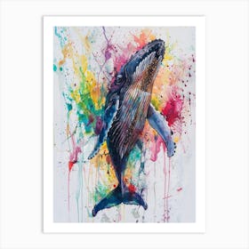 Humpback Whale Colourful Watercolour 4 Art Print