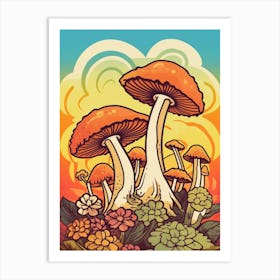 Retro Mushrooms 11 Art Print