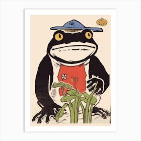 Frog In The Garden,  Matsumoto Hoji Inspired Japanese 7 Art Print