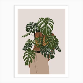 Plant Lady Print | Boho Mid Century Modern Faceless Plant Lady Art Print