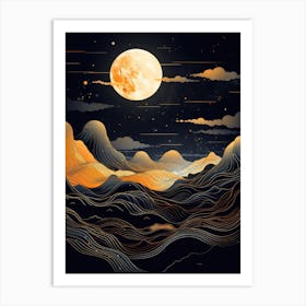 Moon Over The Mountains Art Print