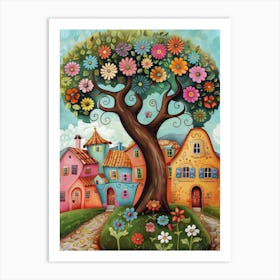 Tree In The Village Art Print