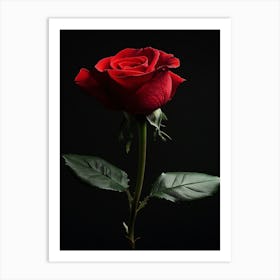 Red Rose On Black Background 69 Art Print