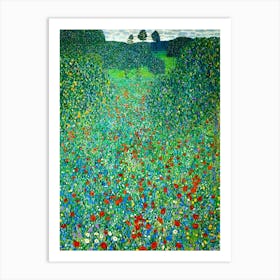 Poppy Field 1907 by Gustav Klimt "A Field of Poppies" in HD Art Print