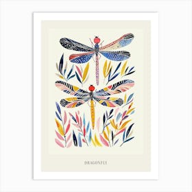 Colourful Insect Illustration Dragonfly 5 Poster Art Print