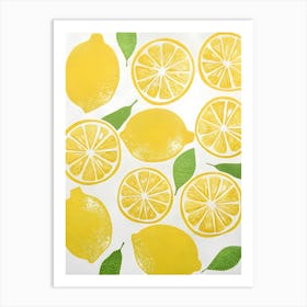 Lemons And Lemon Slices In A Yellow Arrangement Art Print