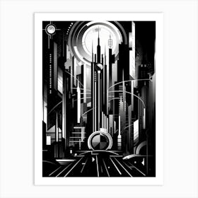 Metropolis Abstract Black And White 8 Art Print