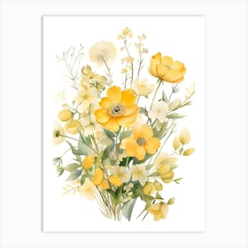 Yellow Flowers In A Vase Art Print