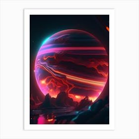 Jupiter Neon Nights Space Art Print