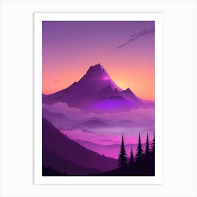 Misty Mountains Vertical Composition In Purple Tone 33 Art Print