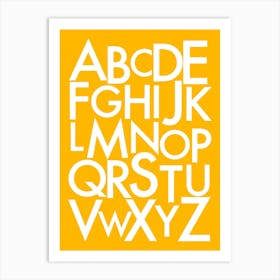 Alphabet In White on Sunshine Yellow Art Print