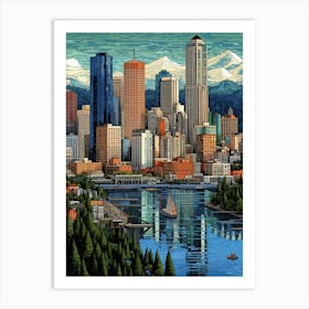 Seattle Washington Pointillism 7 Art Print