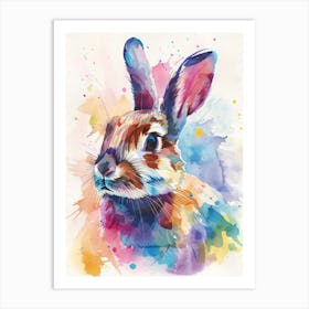 Rabbit Colourful Watercolour 4 Art Print