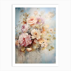 Vintage Pastel Flowers 6 Art Print