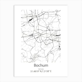 Bochum,Germany Minimalist Map Art Print