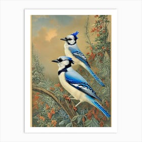 Blue Jay Haeckel Style Vintage Illustration Bird Art Print