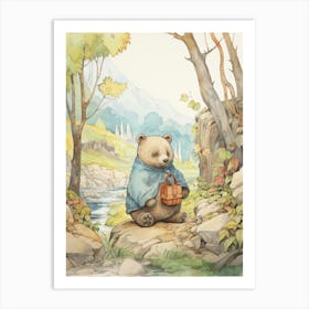 Storybook Animal Watercolour Wombat 1 Art Print
