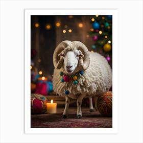 Christmas Ram Art Print