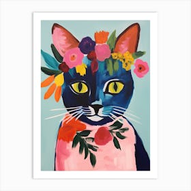 Singapura Cat With A Flower Crown Painting Matisse Style 1 Art Print