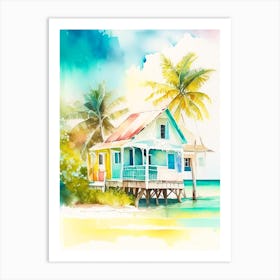Caye Caulker Belize Watercolour Pastel Tropical Destination Art Print