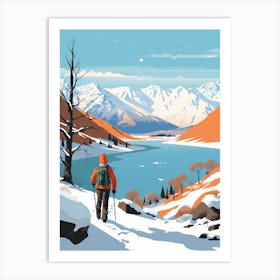 Retro Winter Illustration Lake District United Kingdom 2 Art Print
