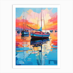 Sunset Sailboats 2 Art Print