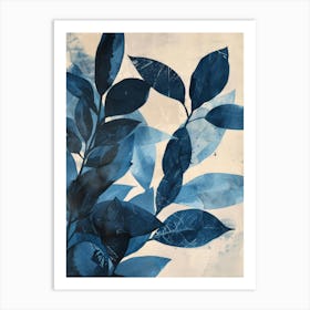 Blue Leaves 8 Art Print