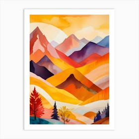 Warm Autumn Mountains Art Print