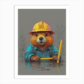 Bear In A Hard Hat Art Print