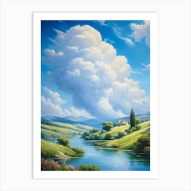 Cumulus Clouds Billowing Gentle Giants Against A Backdrop Of Vivid Azure Sky Tower Over A Varied (2) Art Print