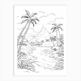 The Island Of Motunui (Moana) Fantasy Inspired Line Art 3 Art Print