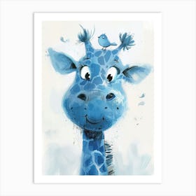 Small Joyful Giraffe With A Bird On Its Head 9 Art Print