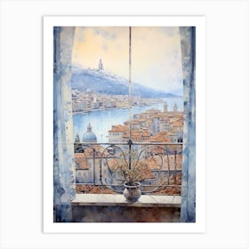 Winter Cityscape Lake Como Italy 2 Art Print