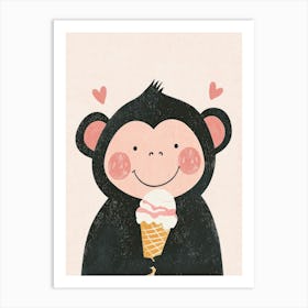 Monkey Ice Cream Art Print