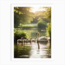 Family Swans Art Print