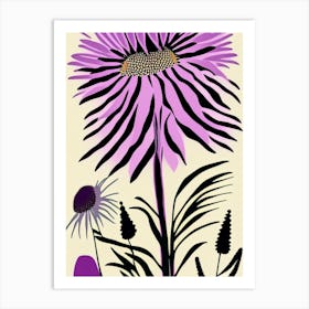 Purple Coneflower Wildflower Modern Muted Colours Art Print