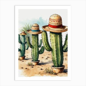 Cactus And Hat Art Print