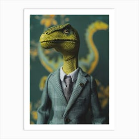 Pastel Toy Dinosaur In A Suit & Tie 3 Art Print