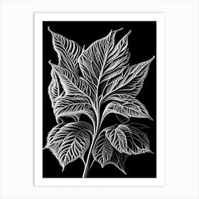 Bergamot Leaf Linocut 2 Art Print