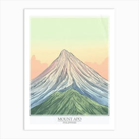 Mount Apo Philippines Color Line Drawing 6 Poster Art Print