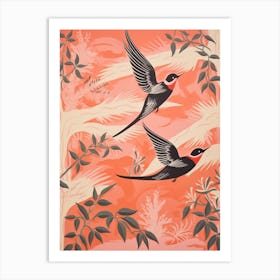 Vintage Japanese Inspired Bird Print Chimney Swift Art Print