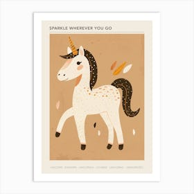 Muted Pastels Unicorn Galloping 2 Poster Art Print