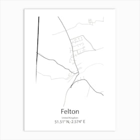 Felton,United Kingdom Minimalist Map Poster