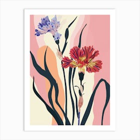 Colourful Flower Illustration Carnation Dianthus 1 Art Print